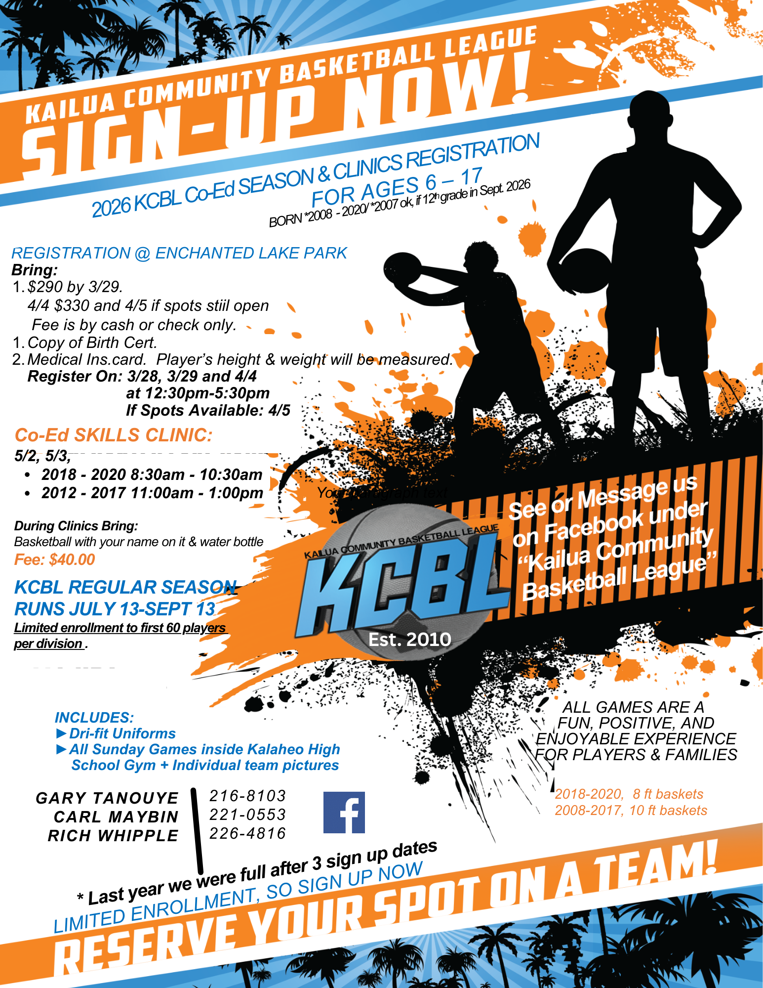 2026 KCBL Season and Clinics Flyer — Sign Up Now!